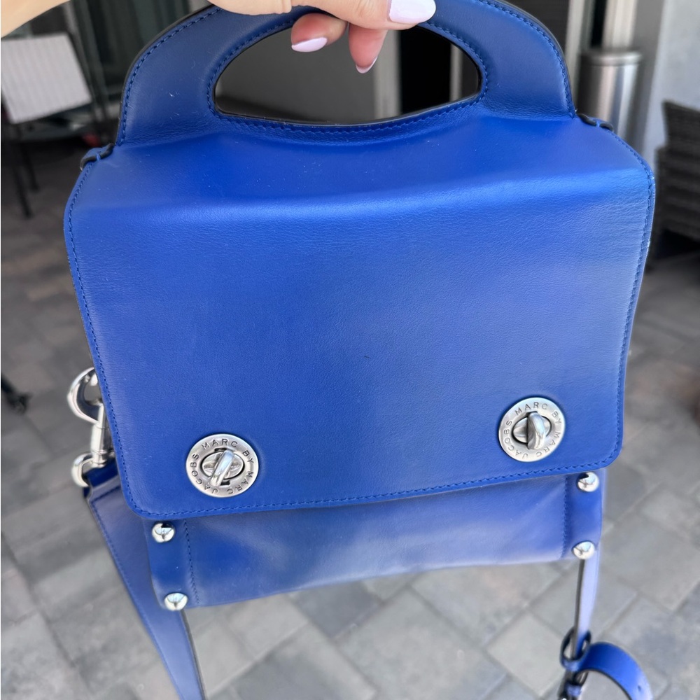 Marc Jacobs Blue Shoulder Bag with Silver Accents